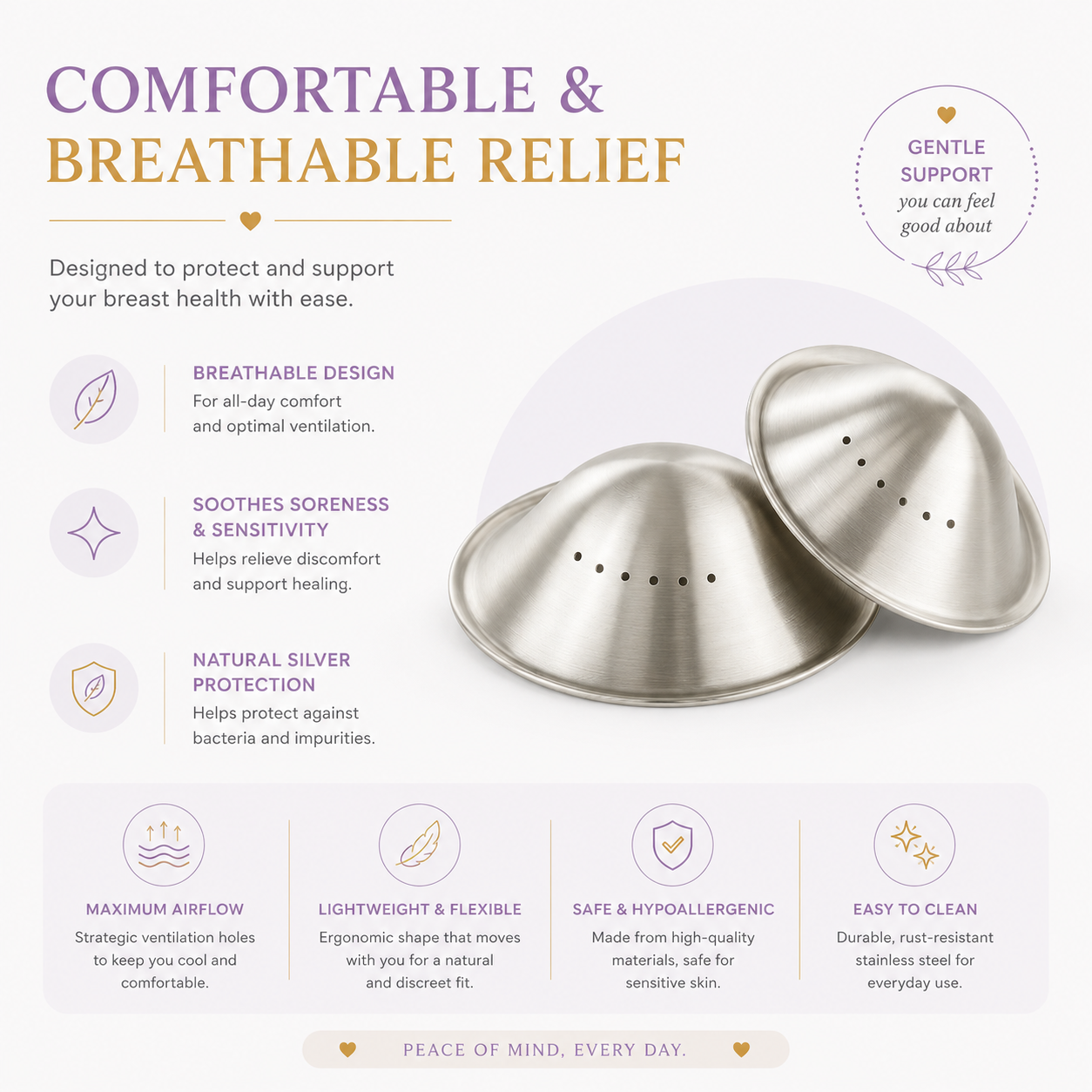 Nooracare – Silver Nipple Covers + Silicone Rings